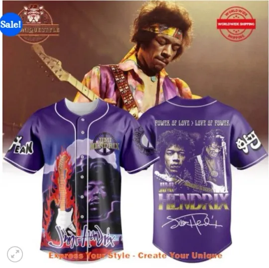 Discover Jimi Hendrix Power To Love baseball jersey, new 3d gift