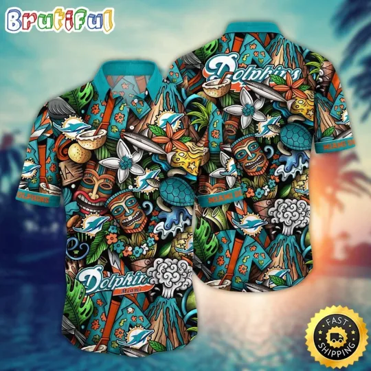 Discover Miami Football Team Dolphins Hawaiian Shirt, Gift For Fans