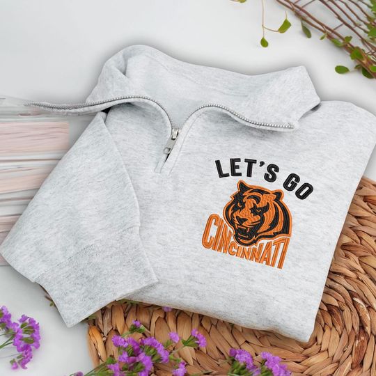 Discover Embroidered Let's Go Cincinnati Football Quarter-Zip Sweatshirt: Cozy Game Day Pullover