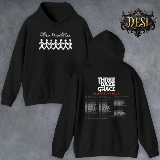 Discover Three Days Grace Alienation Tour 2026 Graphic Tee Unisex Hoodie