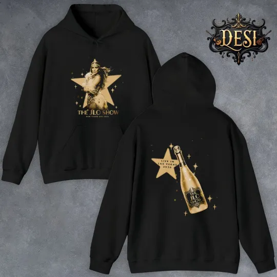 Jennifer Lopez NYE Champagne Tee Double Sided Hoodie