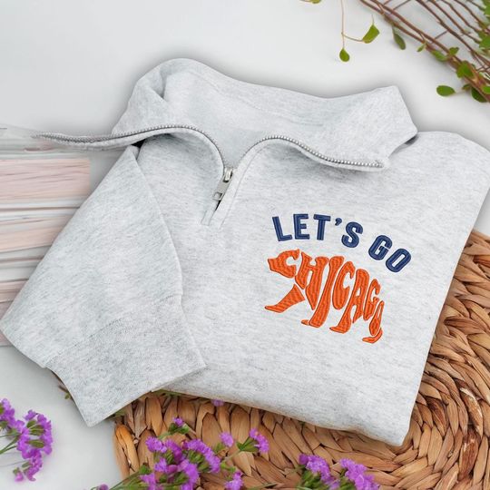 Discover Embroidered Let's Go Chicago Football Quarter-Zip Sweatshirt: Cozy Game Day Pullover