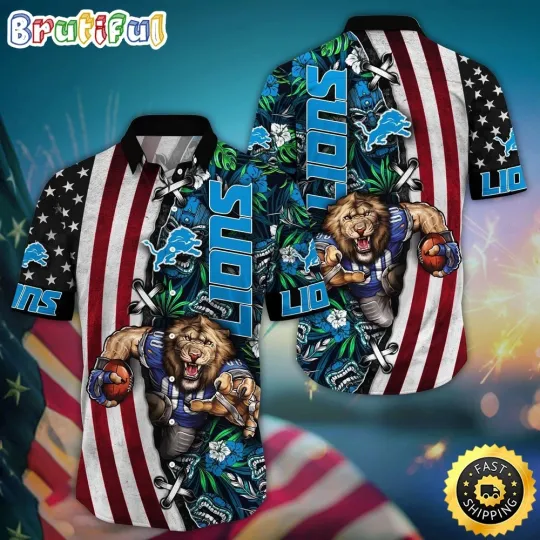Discover football Detroit Lions Hawaiian Shirt Mascot Aloha Summer Shirt
