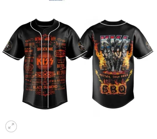 Discover Kiss Hotter Than Hell BBQ Baseball Jersey baseball jersey, new 3d gift