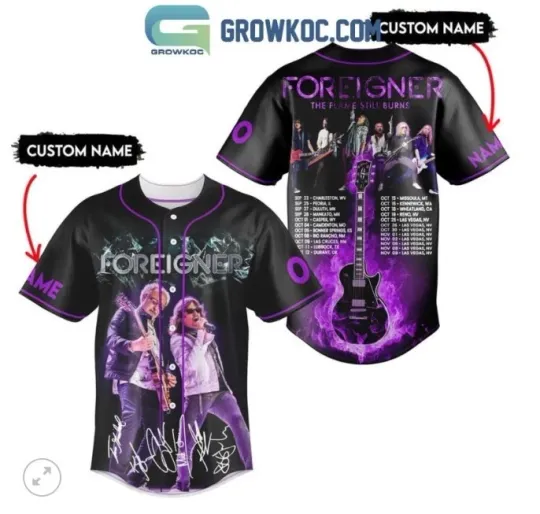 Discover Foreigner The Flames Still Burns baseball jersey, 3d gift,2025 hot