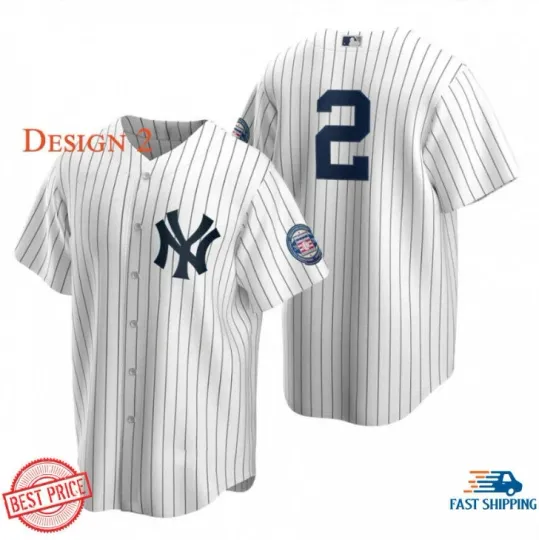 Discover New York number 2 Jeter White baseball jersey, hot jersey 3d gift jersey