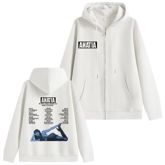 Discover Singer Aitana CUARTO AZUL World Tour 2026 Zipper Hoodie Men Women Fashion Pop Music Zip Up Jacket Male Vintage Oversized Hoodies