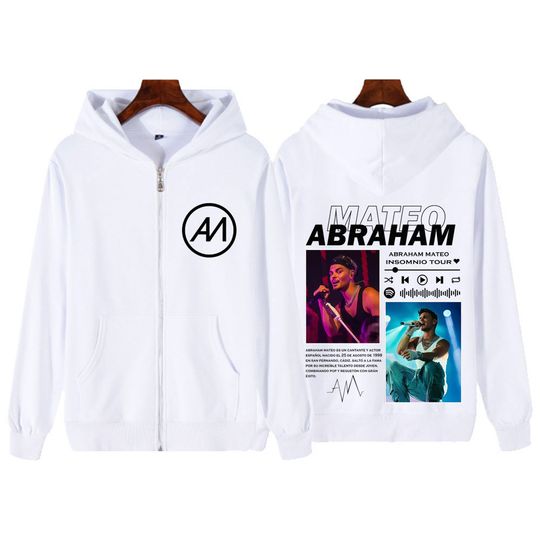 Discover Rapper Abraham Mateo Album Tour 2026 Zipper Hoodie Men's Women Fashion Hip Hop Hoodies Gothic Punk Vintage Loose Zip Up Jacket