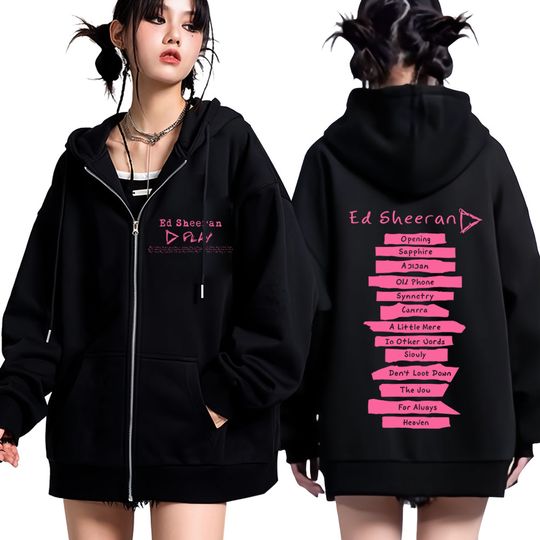 Discover Ed Shee Play Album Tour 2025 Graphic Zip Up Hoodie Men Women Fleece Sweatshirts Loose and Casual Zipper Jacket Coats Hoodies