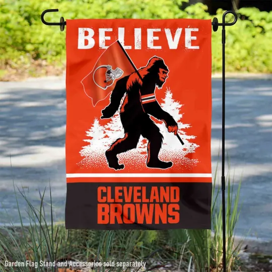Cleveland Browns Bigfoot Sasquatch Believe Garden Flag