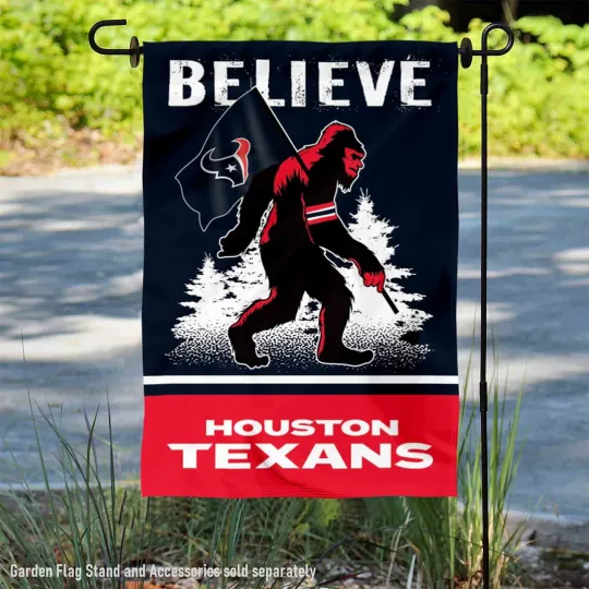 Houston Texans Bigfoot Sasquatch Believe Garden Flag