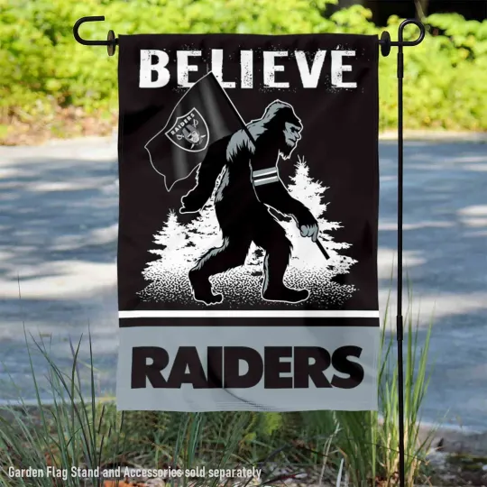 Las Vegas Raiders Bigfoot Sasquatch Believe Garden Flag