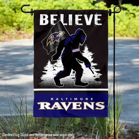 Baltimore Ravens Bigfoot Sasquatch Believe Garden Flag