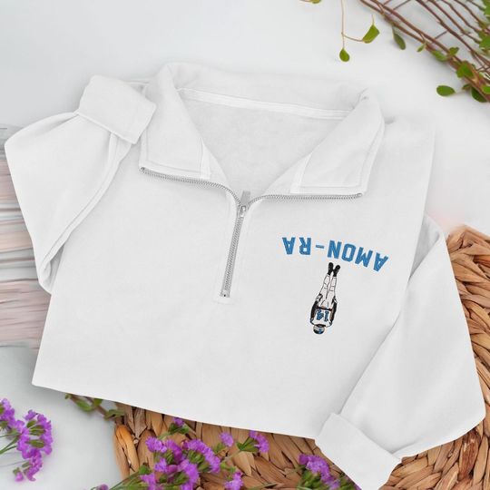 Discover Embroidered Amon-Ra St. Brown Touchdown Detroit Football Quarter Zip Sweatshirt