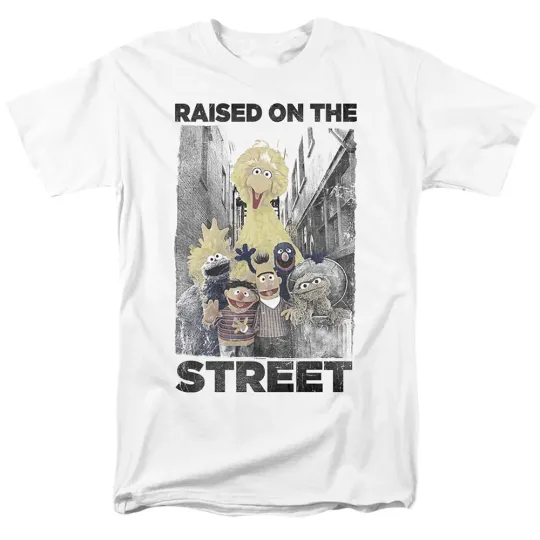 Discover Sesame Street Raised On The Streets Mens T-Shirt White