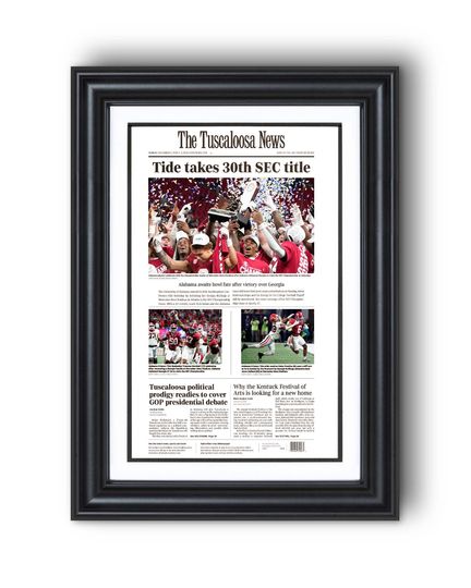 Discover 2023 Albm Football Takes 30th SEC Title Champions Framed Newspaper