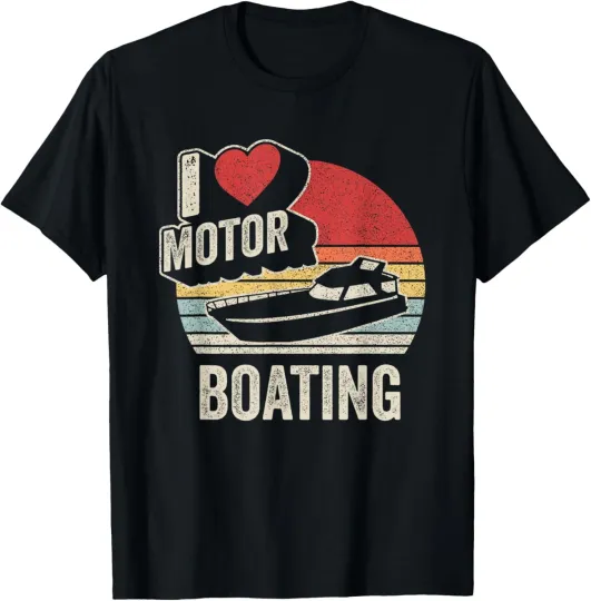 Discover Vintage Retro I Love Motor Boating Funny Boater T-Shirt