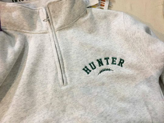 Embroidered Hunter Football Quarter-Zip Sweatshirt: Personalized Cozy Game Day Pullover