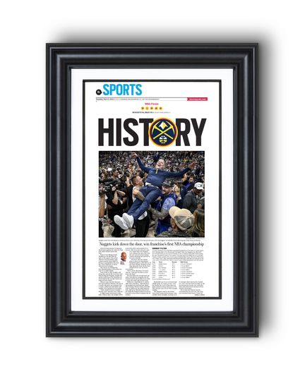 Discover 2023 Denver Nuggets NBA Champions HISTORY Framed Newspaper