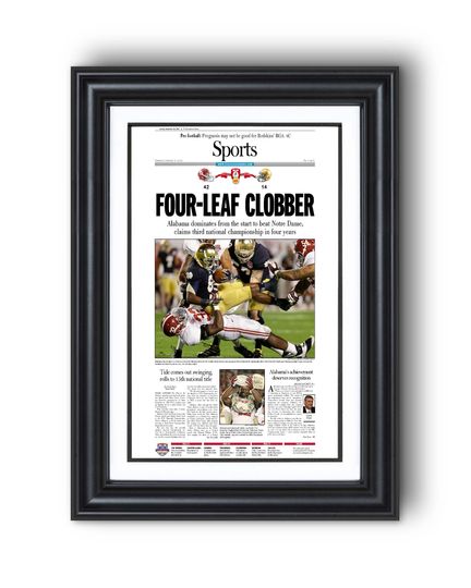 Discover 2012 Albm Football 4-LEAF CLOBBER Champions Framed Newspaper