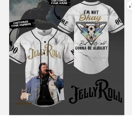 Discover Jelly Roll Baseball Jersey, Jelly Roll Jersey baseball jersey, 3d gift,2025 hot