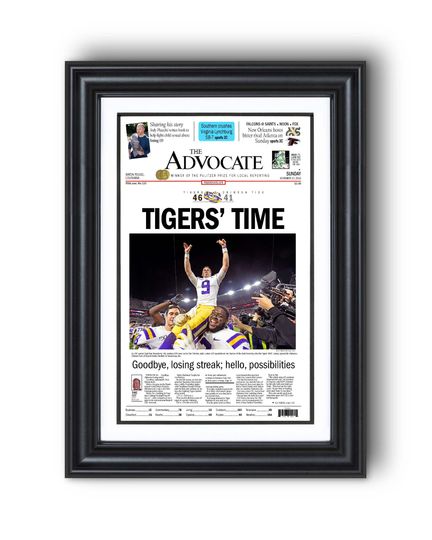 Discover 2019 Louisiana Football TIGERS TIME Historic Albm Victory Framed Newspaper
