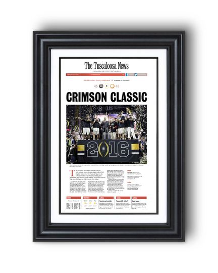 2016 Albm Football CRIMSON CLASSIC College Football Champions Newspaper