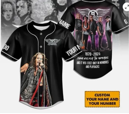 Discover Aerosmith 1970 2024 Thank You For The baseball jersey, 3d gift,2025 hot