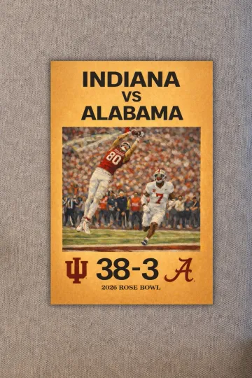 Hoosiers vs Albm Score Poster - Indiana Rose Bowl 2026 Paper Vertical Poster