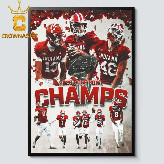 Discover NEW Ind!ana Team H00s!ers Football Champions 2026 Rose Bowl Poster