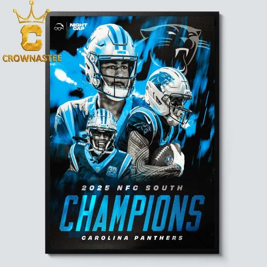 Discover NEW Car0l!na Team PAnth3rs 2025 Champions NFC South Division Poster
