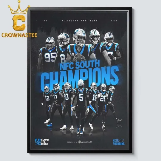 Discover NEW Car0l!na Team PAnth3rs 2025 NFC South Division Champions Poster