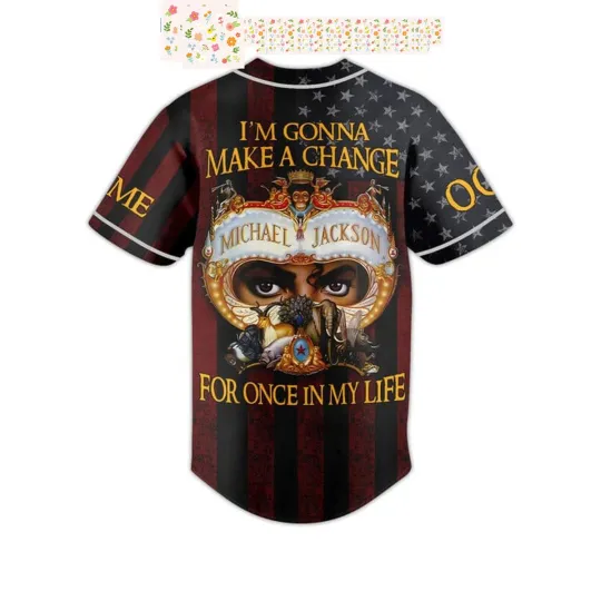 Michael Jackson I’m Gonna Make a Change Personalized Baseball Jersey