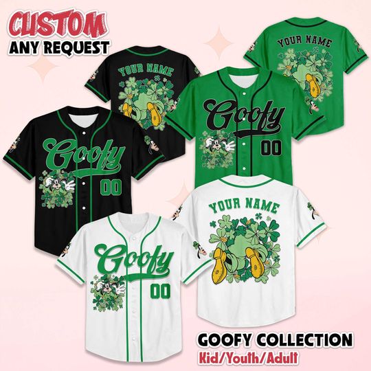 Discover Custom Goofy St. Patricks Day Baseball Jersey, Disney Mickey and Friends Shirt