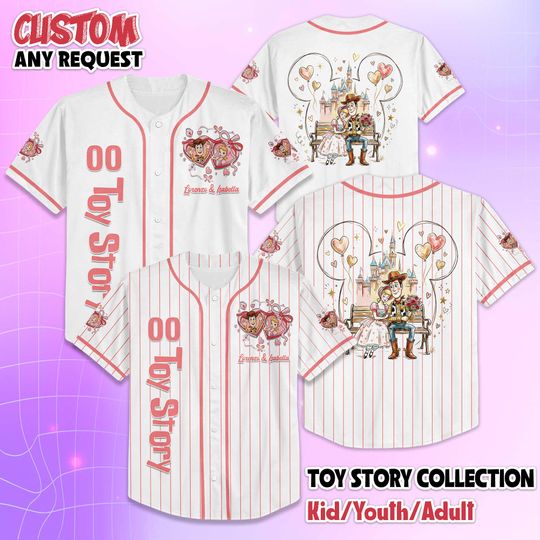Discover Custom Toy Story Valentine Baseball Jersey, Personalized Disney Toy Story Baseball Jersey