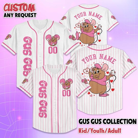 Discover Custom Gus Gus Valentine Baseball Jersey, Personalized Disney Gus Gus Jersey, Disney Lover Gift