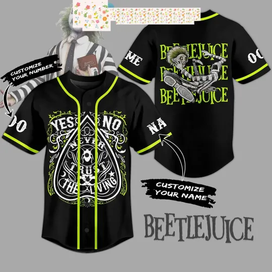 Beetlejuice Never Trust The Living Personalized Baseball Jersey