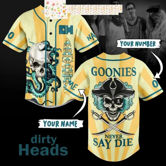 The Dirty Heads Goonies Never Say Die Personalized Baseball Jersey