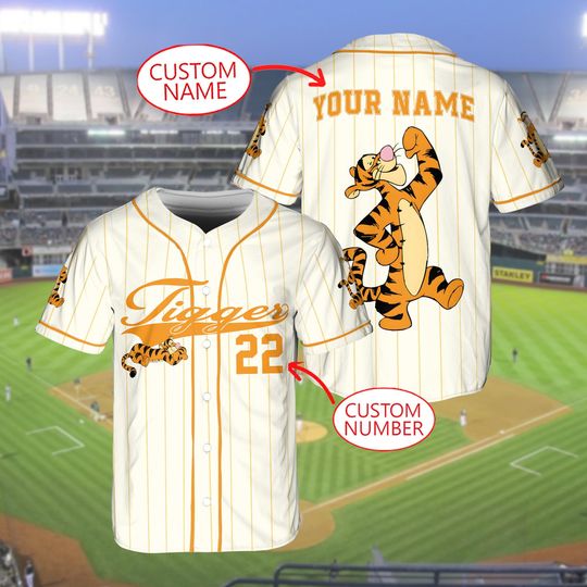 Discover Personalized Disney Tigger Baseball Jersey, Cute Tigger Jersey Tee, Magic Kingdom Gift