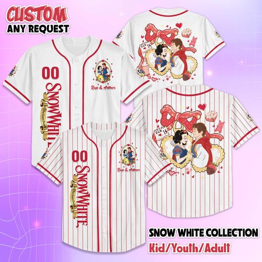 Discover Custom Snow White Valentine Baseball Jersey, Personalized Snow White Baseball Jersey