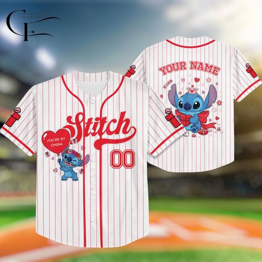 Discover Custom Disney Stitch Valentine Collection Baseball Jersey, Disney Stitch Lover Valentine, Disneyland Baseball Team Matching Outfit