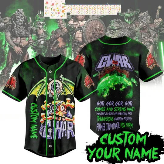 Discover GWAR Gor-Gor-Gor-Gor Personalized Baseball Jersey