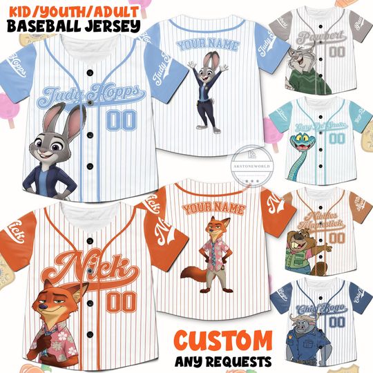 Discover Disney Zootopia 2 Movie 2025 Baseball Jersey, Judy Hopps Nick Wilde Birthday Shirt, Disneyland Birthday Family Matching, Zootopia Jersey