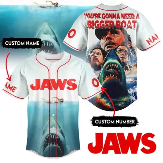 Jaws Movie Personalized Baseball Jersey For Fan