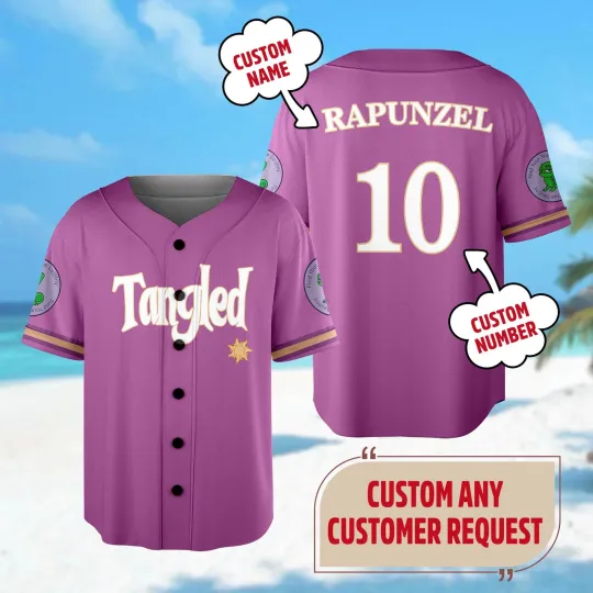 Discover Personalized Disney Tangled Rapunzel Baseball Jersey Tangled Princess Basketbal