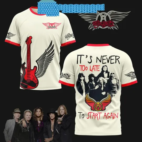 Discover Aerosmith It's Never Too Late To Start Again Fan T-Shirt