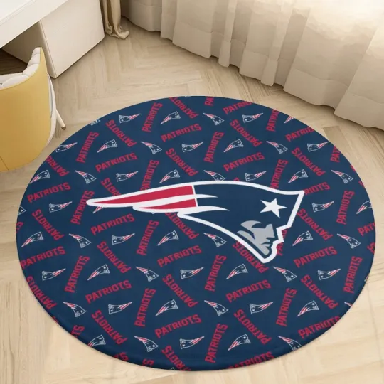 Discover New England Patriots Print Circular Coral Velvet Floor Mat 35.4" Home Decorative