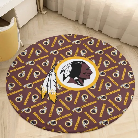 Discover Washington Redskins Print Circular Coral Velvet Floor Mat 35.4" Home Decorative