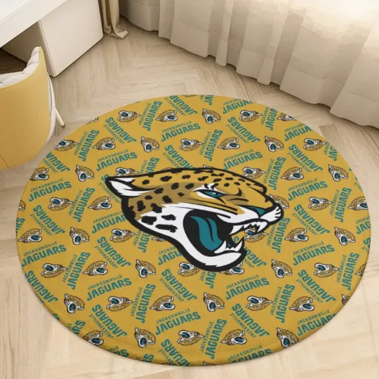 Discover Jacksonville Jaguars Print Circular Coral Velvet Floor Mat 35.4" Home Decorative