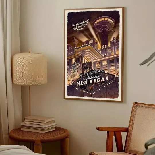 Discover Falllout New Vegas Poster Vintage Video Game Wall Art, Wasteland Vertical Poster